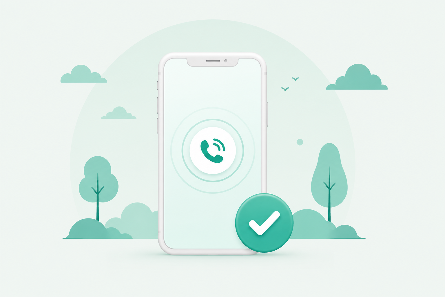 Illustration representing a clinic phone line going live with AI answering