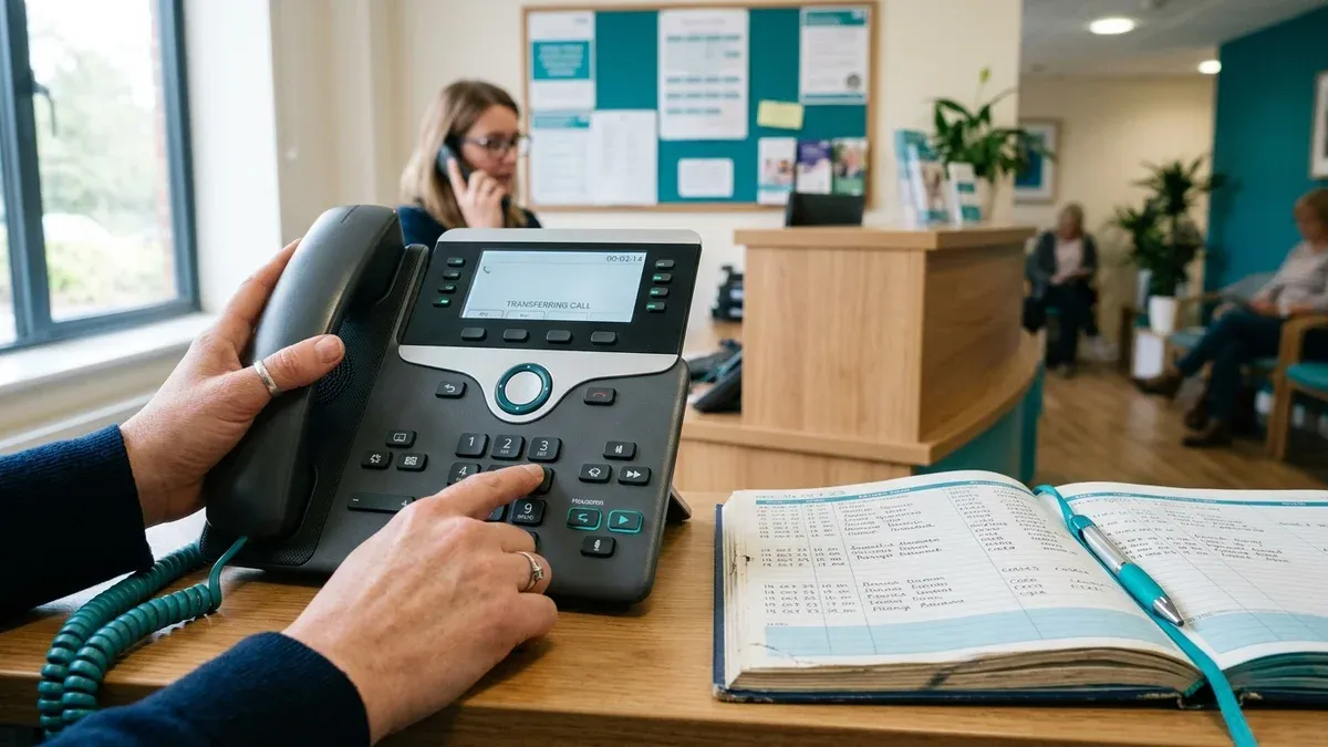 Clinic phone set to divert calls in a UK practice