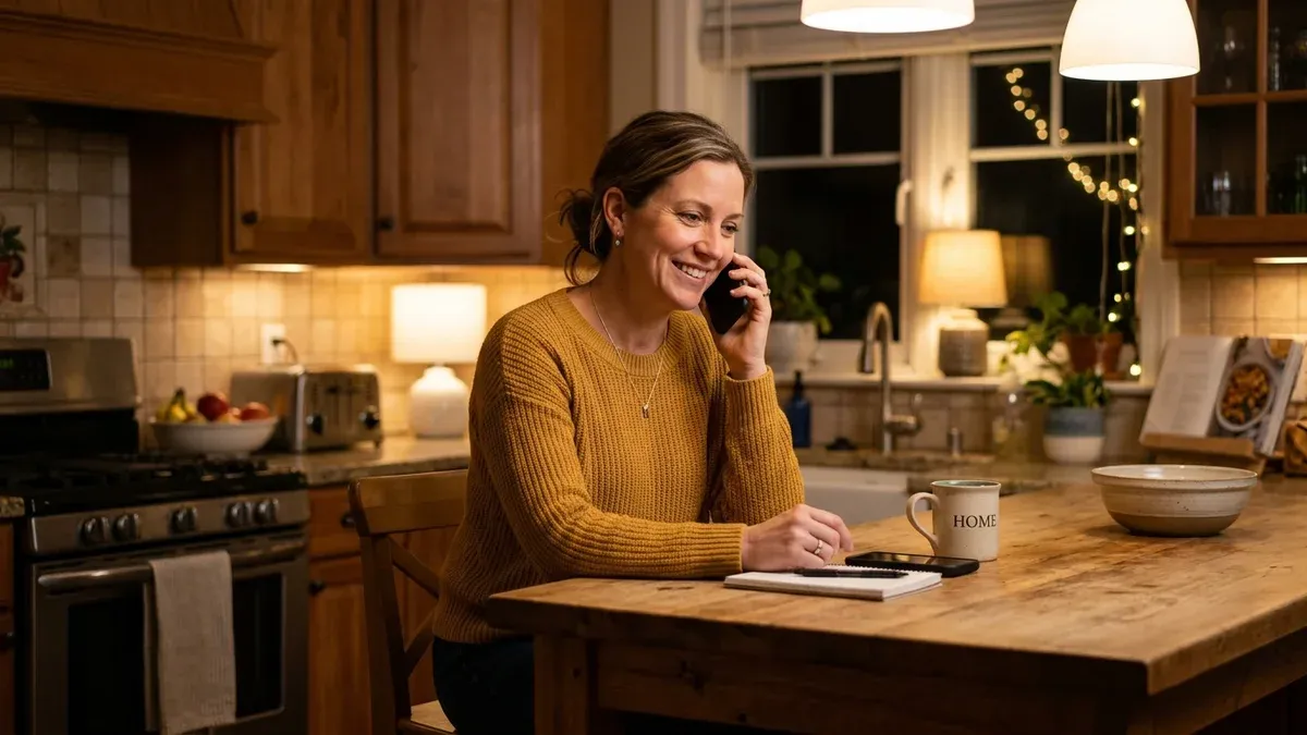 Patient calling a medical practice from home in the evening